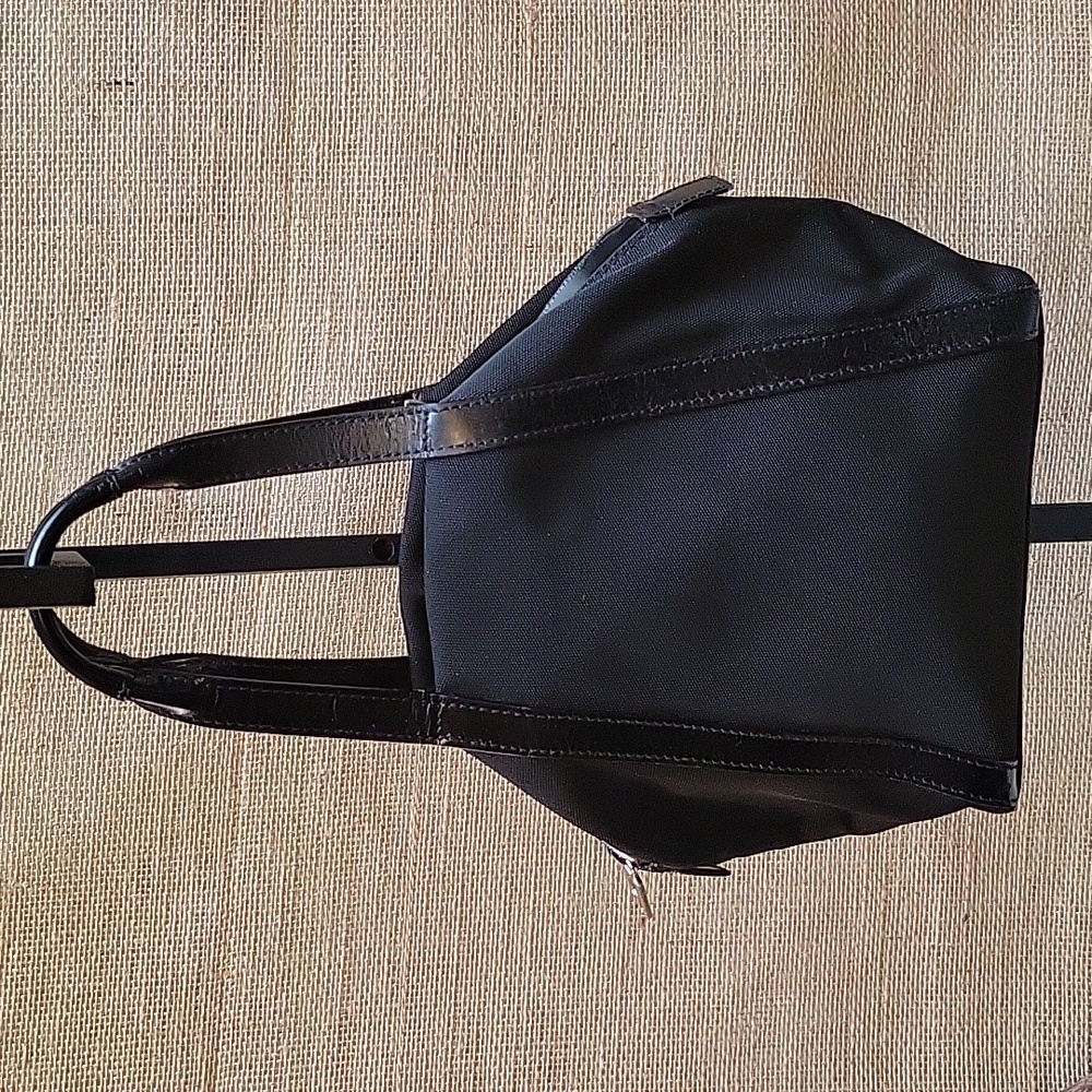 Gucci Square G Black Leather Trim Nylon Handbag